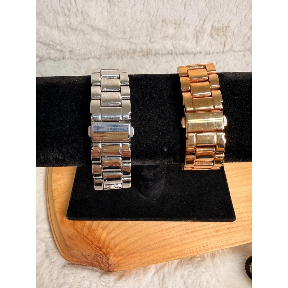 Scoop Womens Rhinestone Bezel Quartz Watch Lot Silver and Rose Gold Tone Lot 2